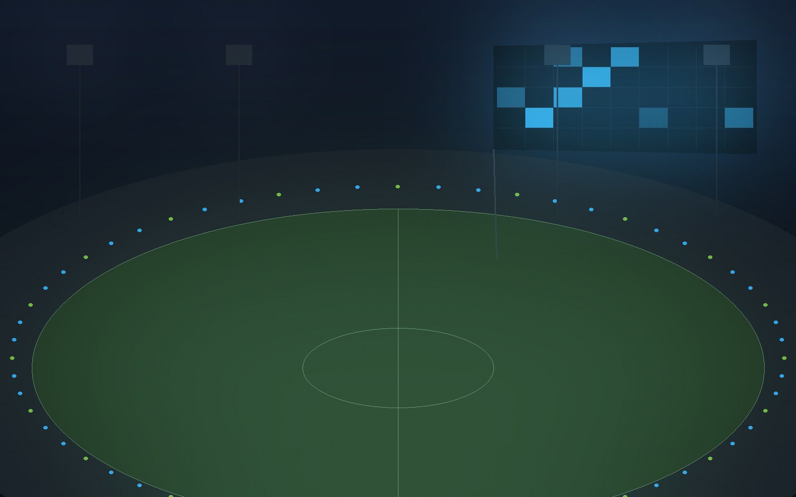 Stadio di notte con LED perimetrale e maxischermo